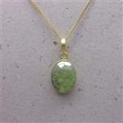 Prehnite necklace silver with natural gemstone oval pendant