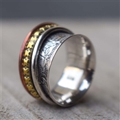 Tri Color Mix Metal Spinning Ring