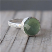 PREHNITE Stackable Designer Ring Natural Green Prehnite Ring 925 Sterling Silver Ring
