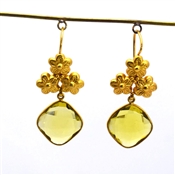 Womens Fashion Citrine Gemstone Dangle Earring 