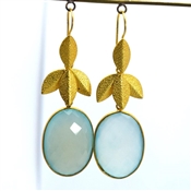New Style Acqua Chalcedony Gemstone Dangle Fashion Earring 