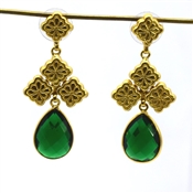 Wholesale Green Onyx Gemstone Dangle Fashion Earring 