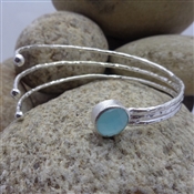 Aqua chalcedony Silver unique Cuff