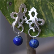 LAPIS CAB BEADS Gemstone Handcrafted 925 Silver Earring