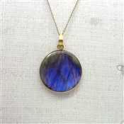 Blue Fire Labradorite Silver Necklace
