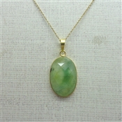 Large Prehnite stone Pendant Necklace