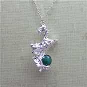  Rock Necklace with Color Enhance Emerald 