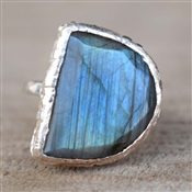 Hot Sale New Arrival Blue Fire Labradorite Gemstone 925 Sterling Silver Ring