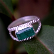 Wholesale 925 Sterling Silver Green Emerald Gemstone Ring
