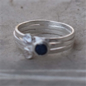 SAPPHIRE and WHITE CZ CUT Latest Collection Natural Gemstone Ring Handmade