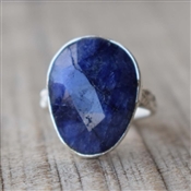 BLUE SAPPHIRE Gemstone Ring Solid 925 Sterling Silver Ring