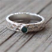 GREEN ONYX Gemstone Hammer Finish Sterling Silver Band Ring