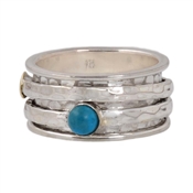 Silver Spinner Blue Turquoise Spinner Ring