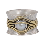 Silver Spinner Pearl ring