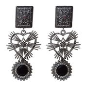 Heart Black Onyx Dangler Earring